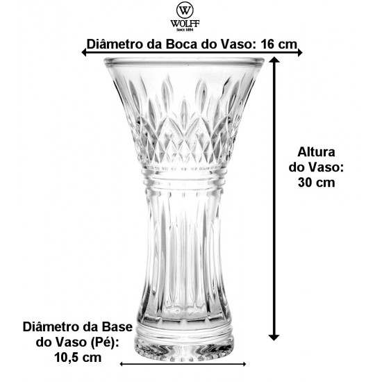 Vaso 30cm Por 16 Em Lys Em Cristal Ecológico Wolff